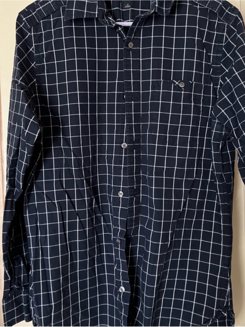 Banana Republic Navy Windowpane Button-Down Shirt